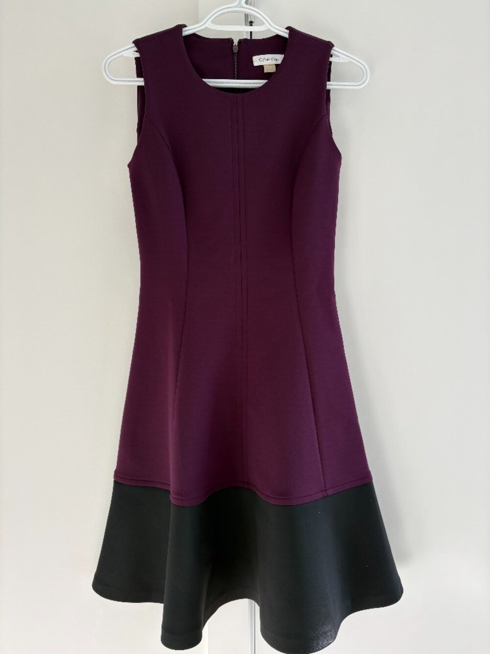 Calvin Klein Purple and Black Fit-and-Flare Midi Dress